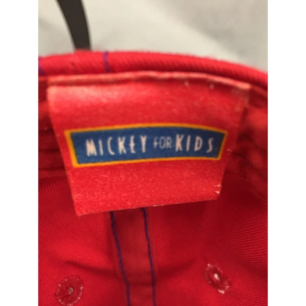 Vintage Mickey Mouse Disney Kids Red‎ Snapback Hat Embroidered Signatures 90s